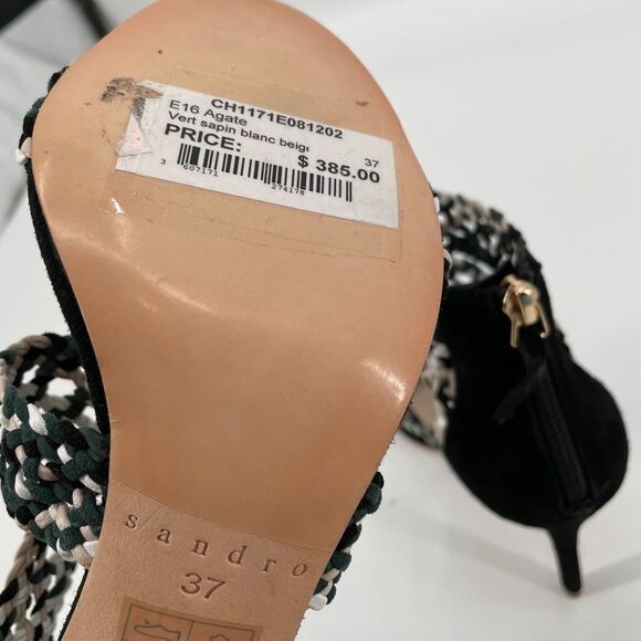 New Sandro Paris Agate Suede Sandals shoe heels 37 - Picture 6 of 11
